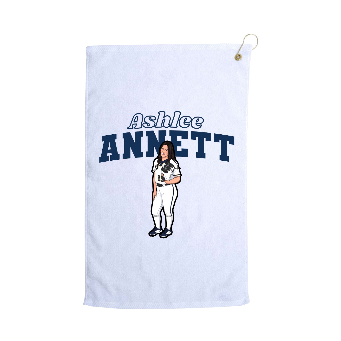 Golf Towel — Name Arch in White
