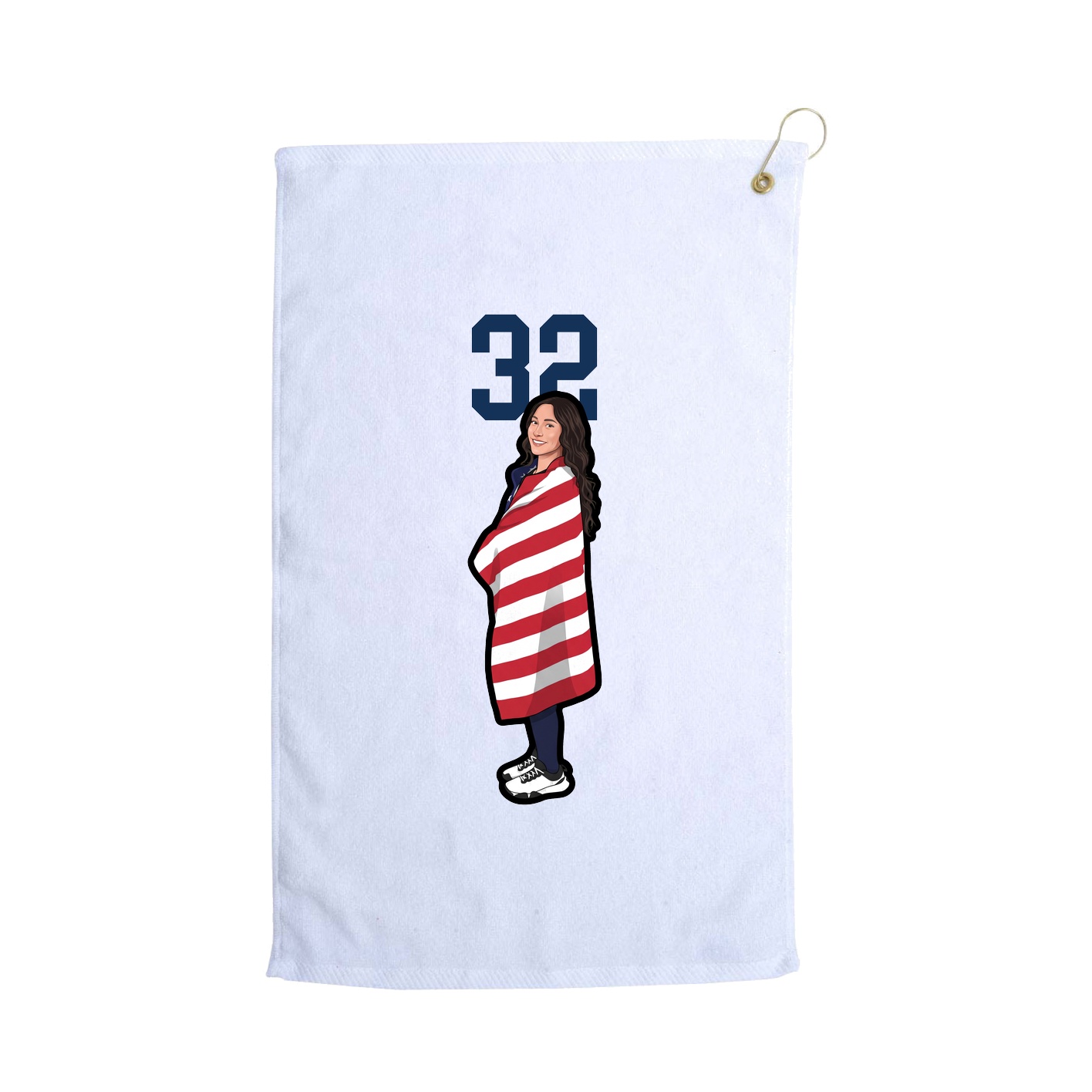 Golf Towel — Number Top in White