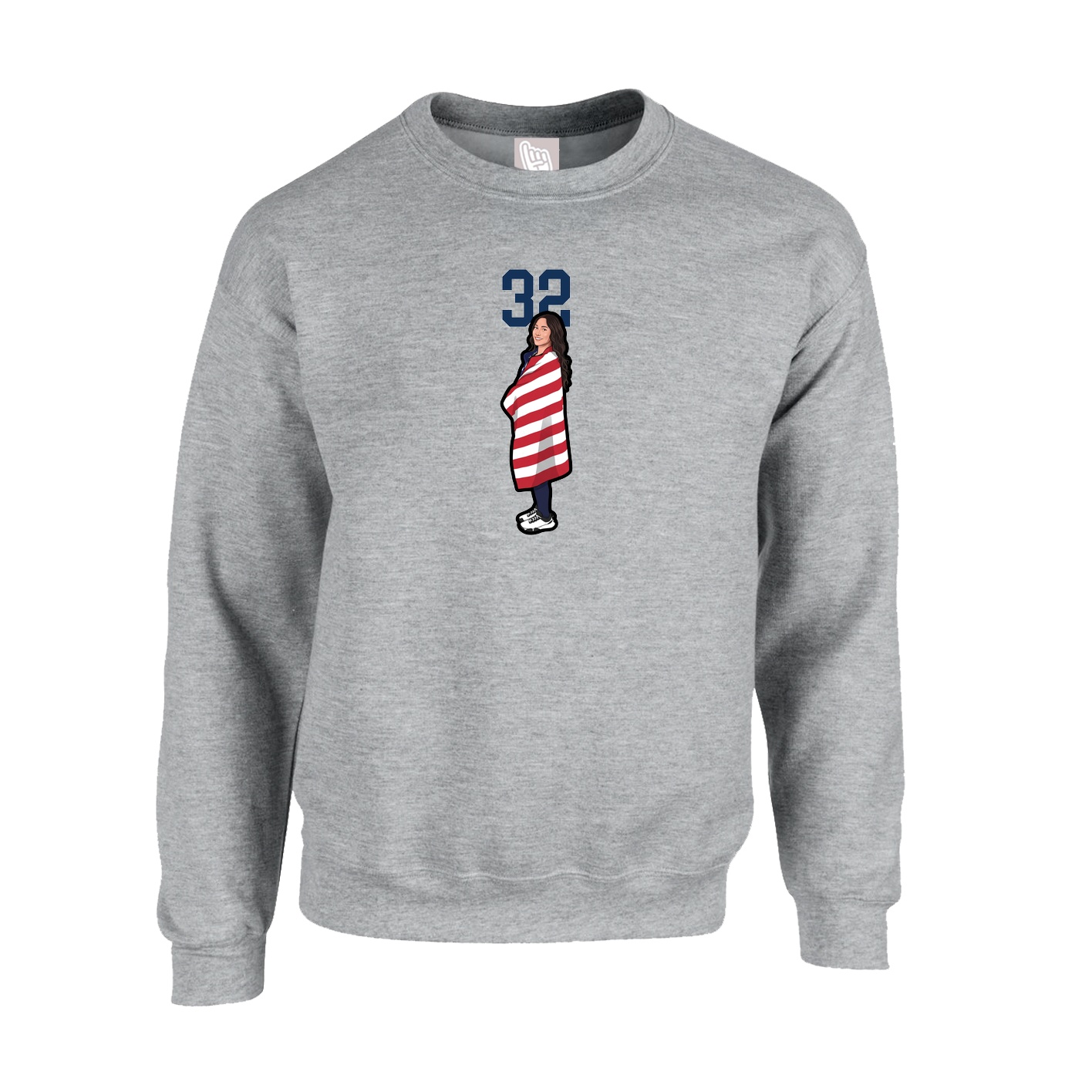 Fleece Crew — Number Top in Grey