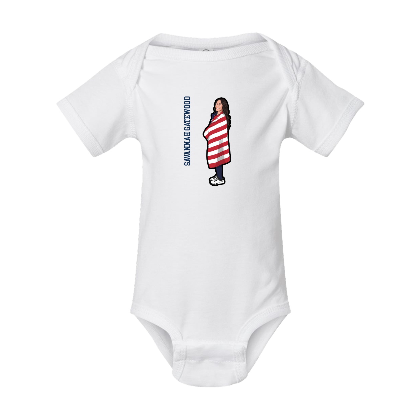 Baby Onesie — Name Vertical in White