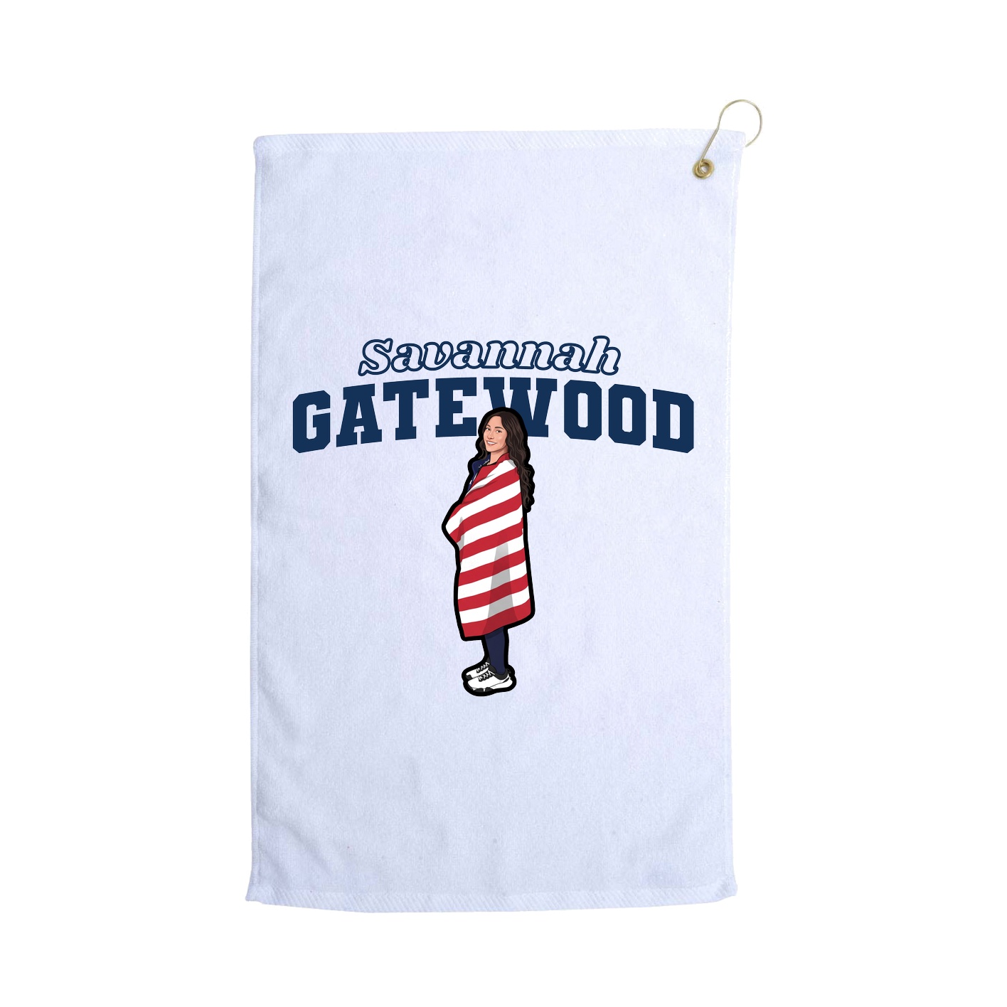 Golf Towel — Name Arch in White