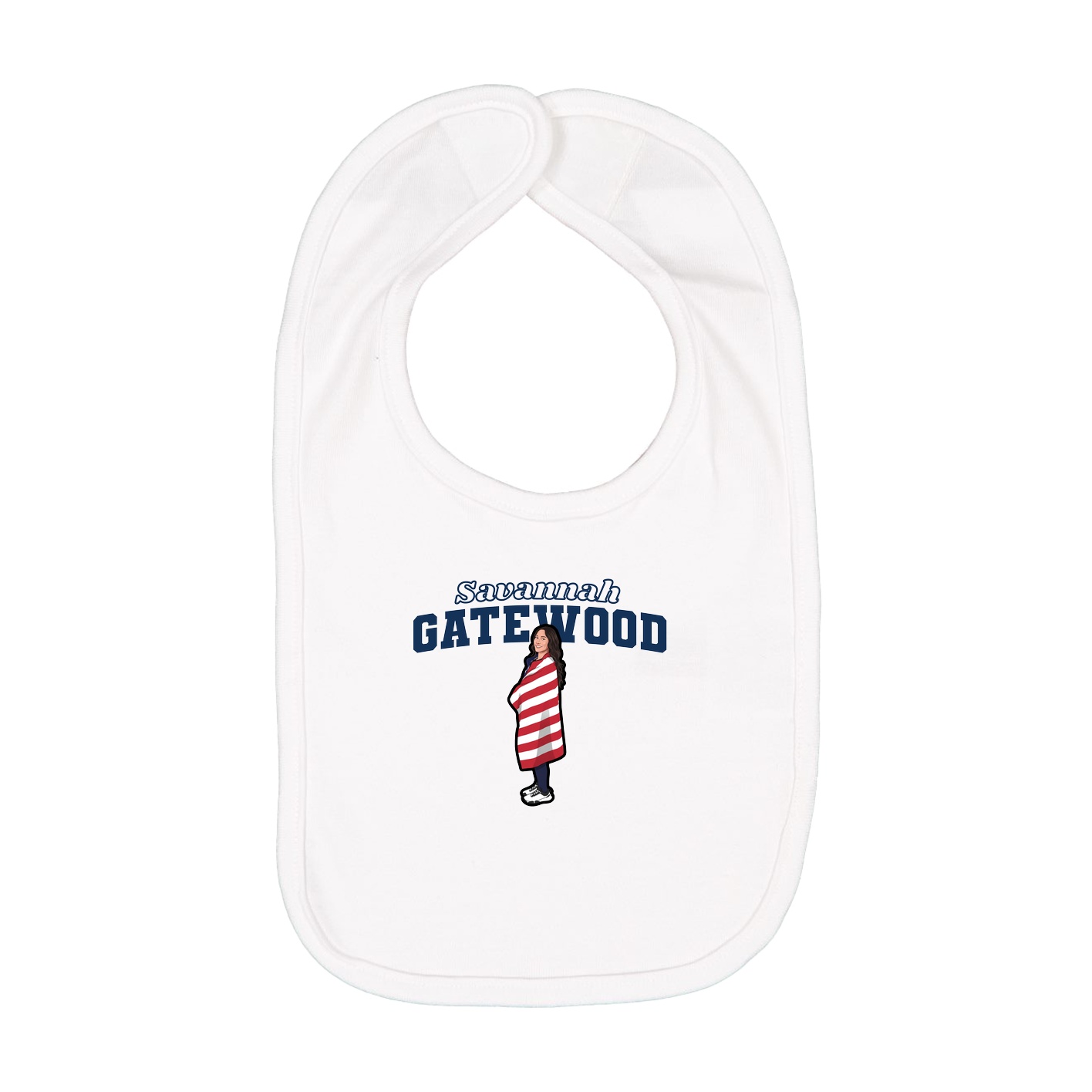Infant Bib — Name Arch in White