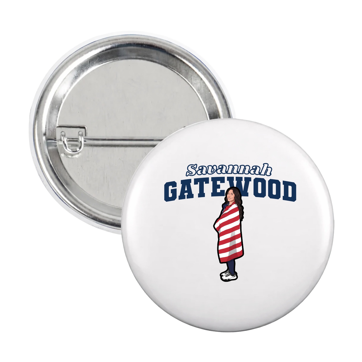 Game Day Button — Name Arch in White
