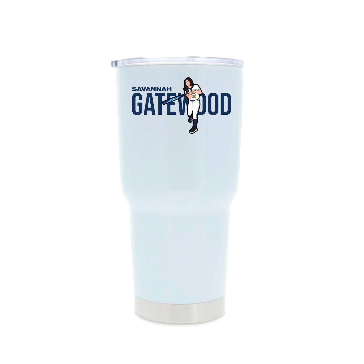30oz Stainless Steel Tumbler — Player Name in White