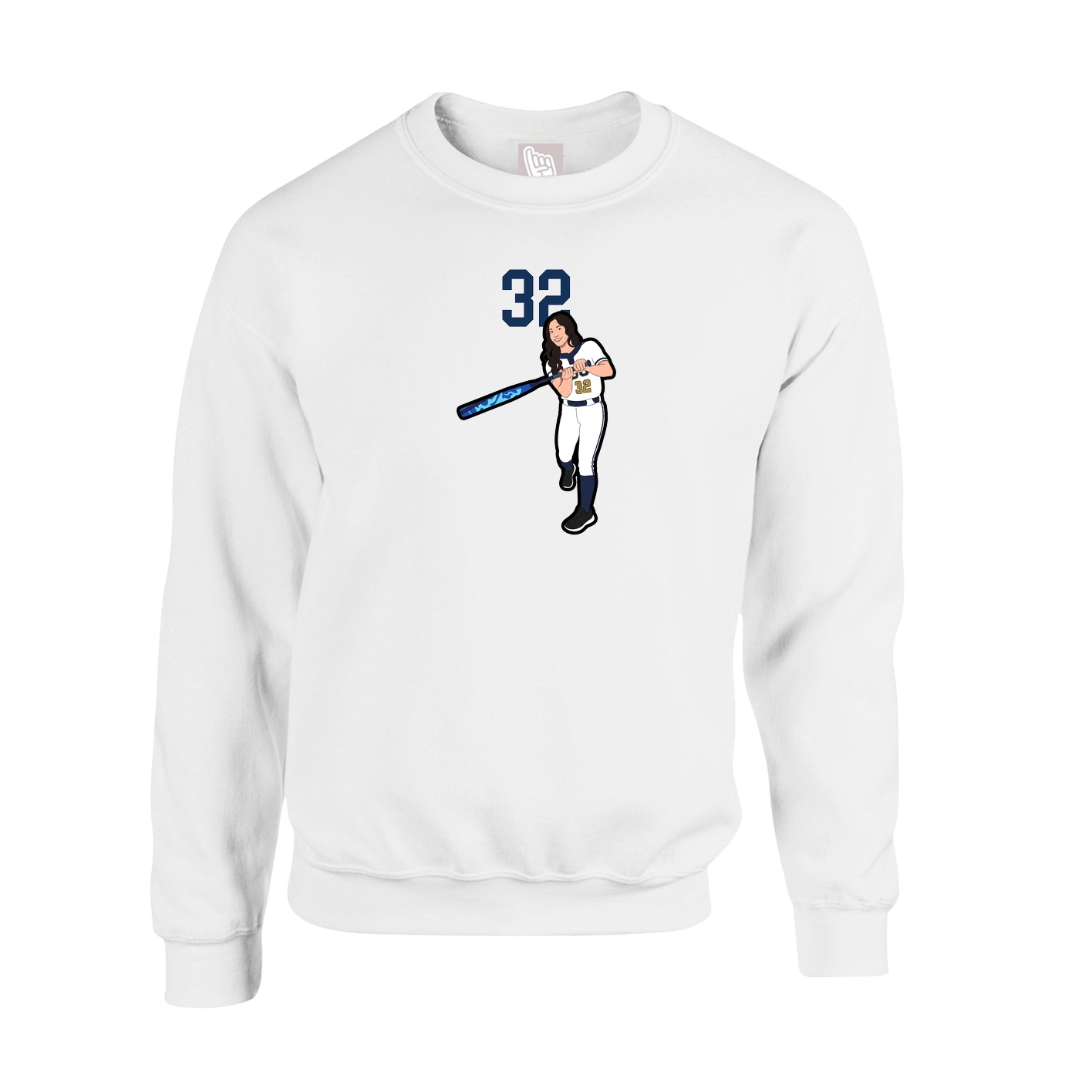 Fleece Crew — Number Top in White