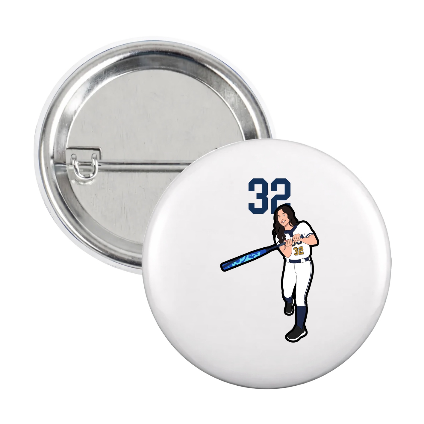 Game Day Button — Number Top in White