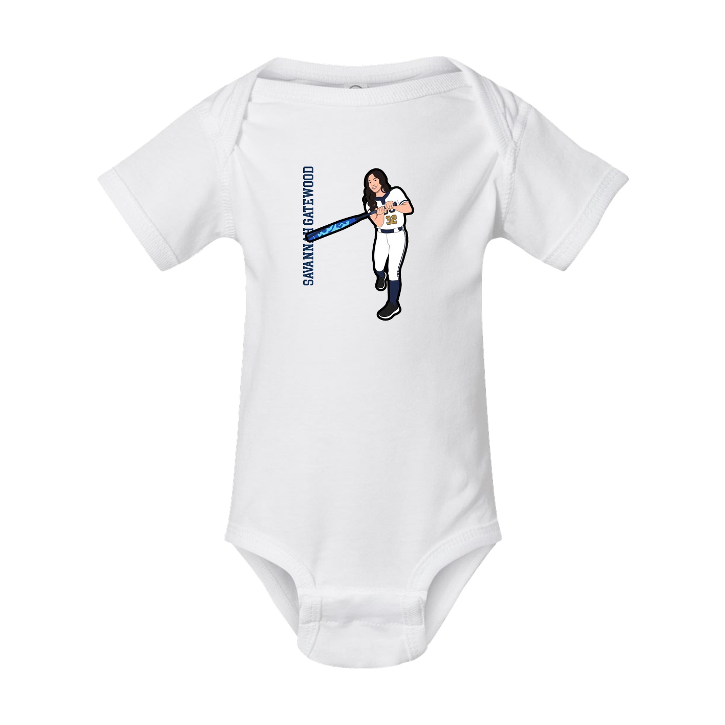 Baby Onesie — Name Vertical in White