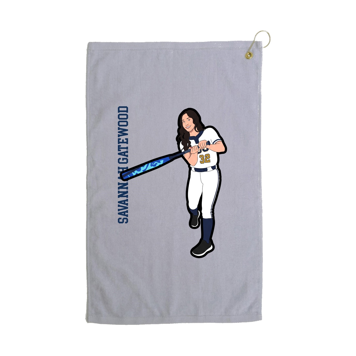 Golf Towel — Name Vertical in Grey