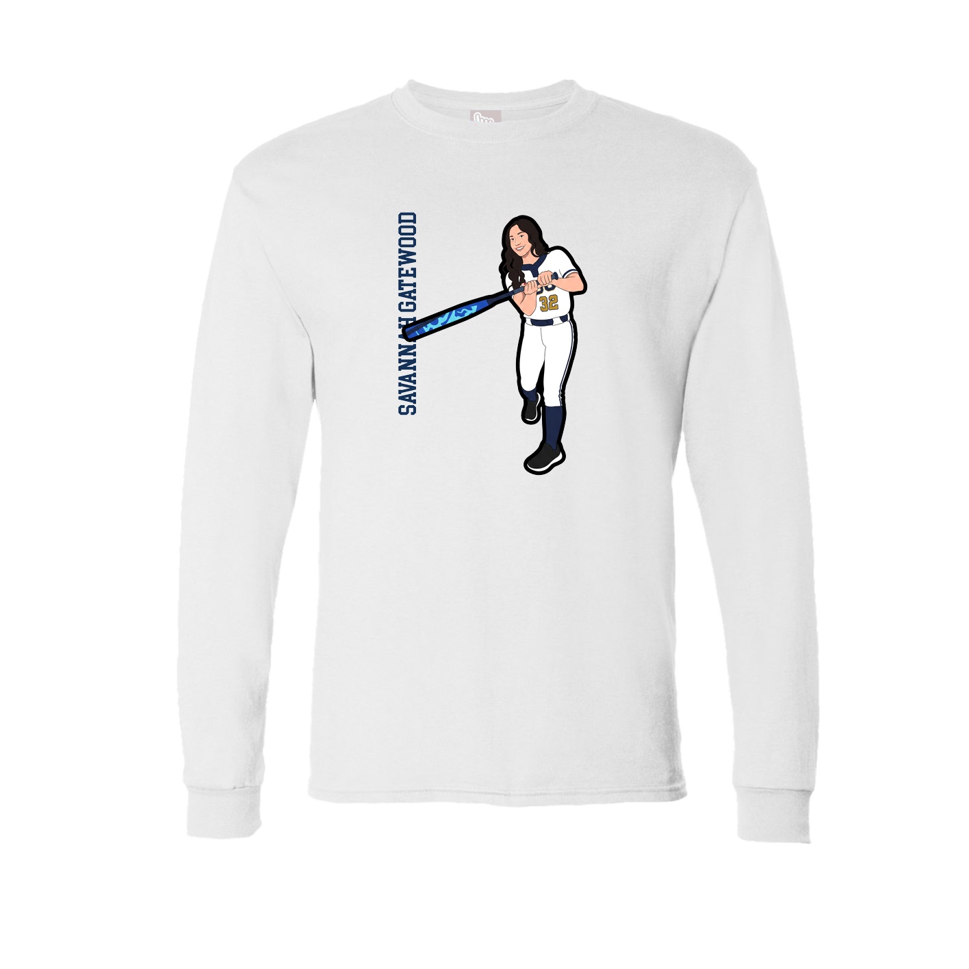 Long Sleeve Tee — Name Vertical in White
