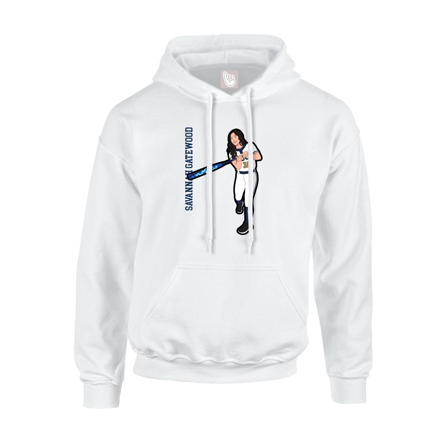 Youth Hoodie — Name Vertical in White