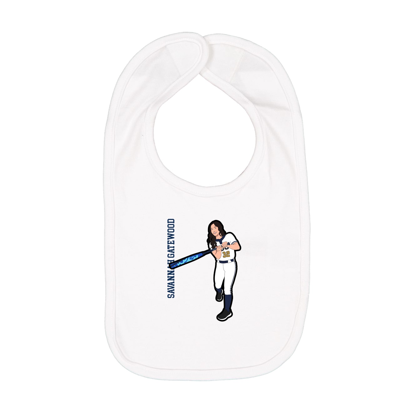Infant Bib — Name Vertical in White