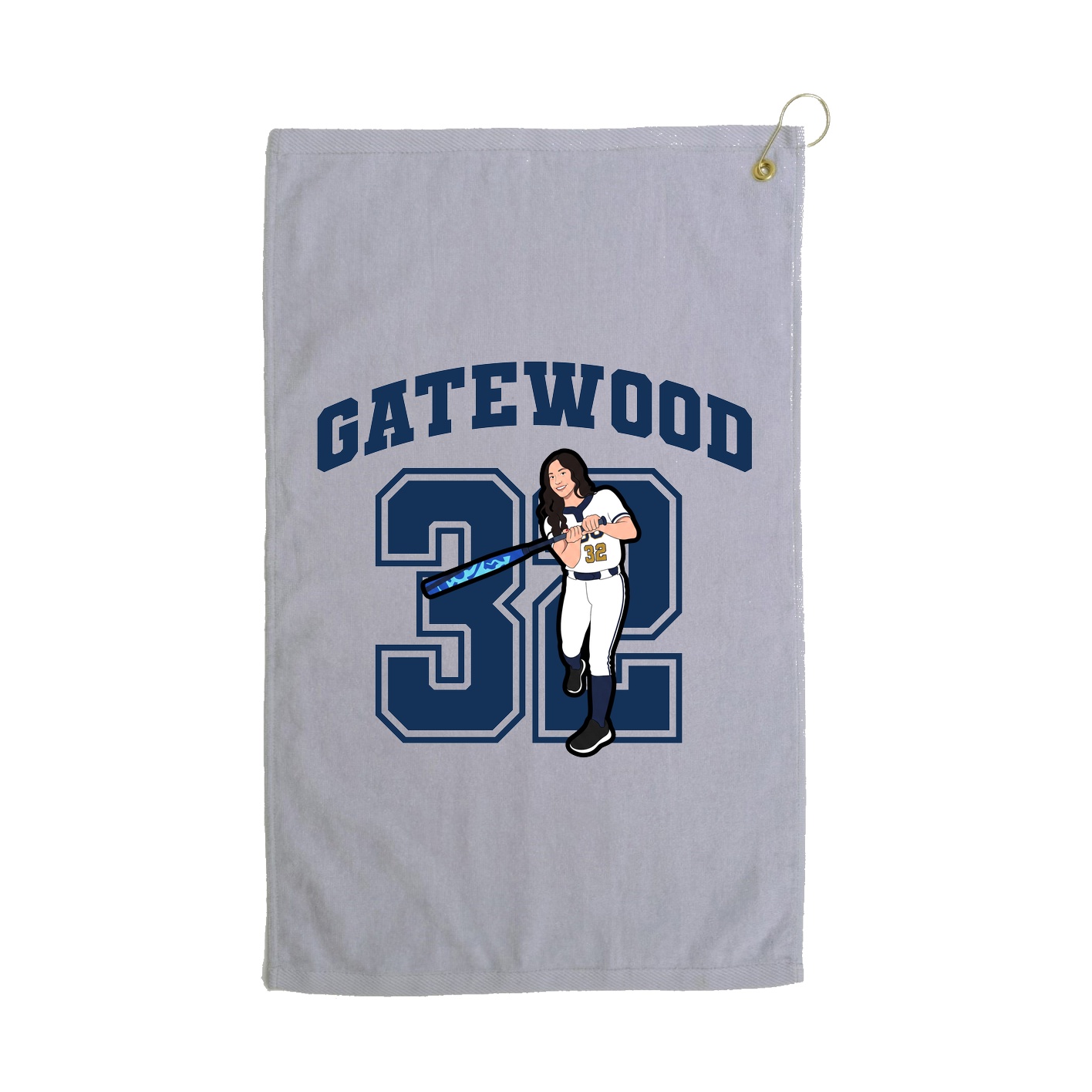 Golf Towel — Number in Grey