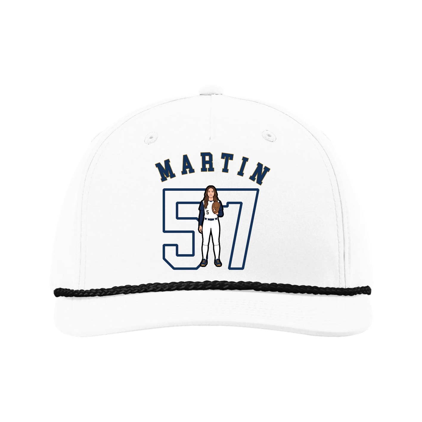 Five-Panel Classic Rope Cap — Shirsey Arch in White