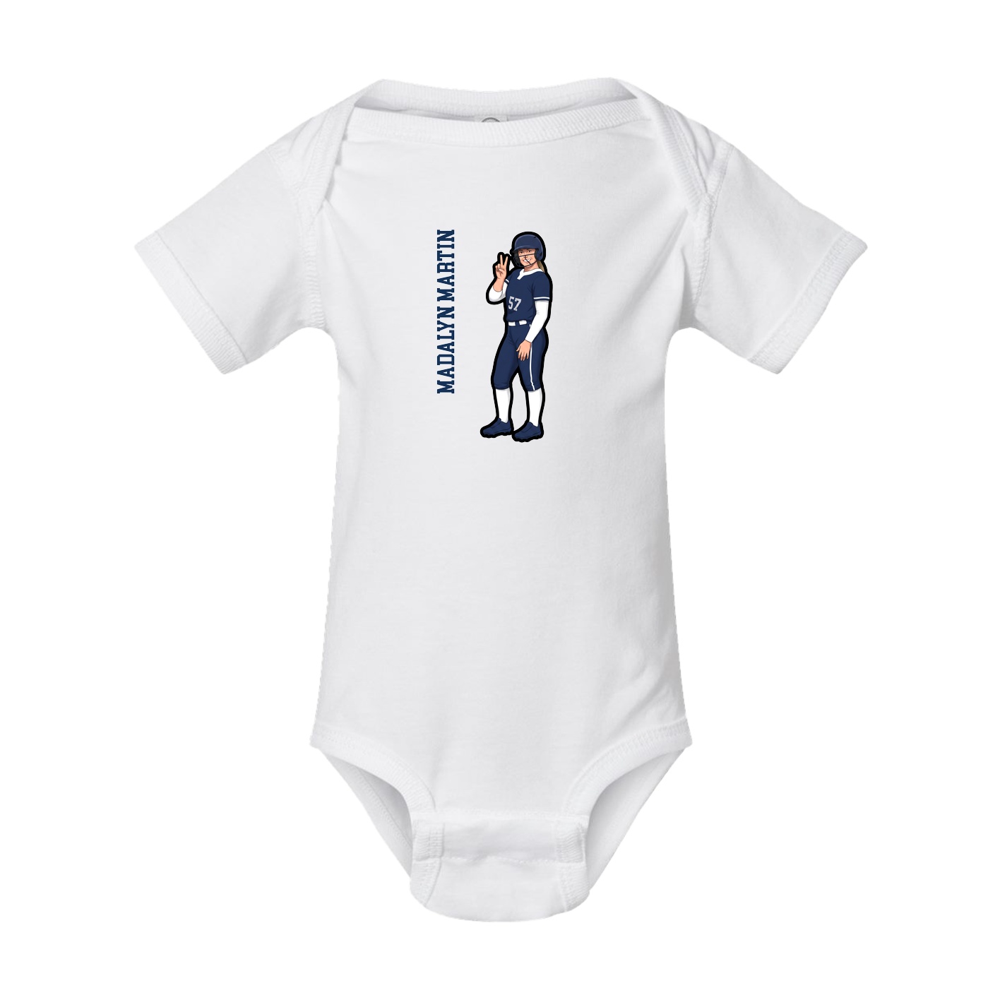 Baby Onesie — Name Vertical in White