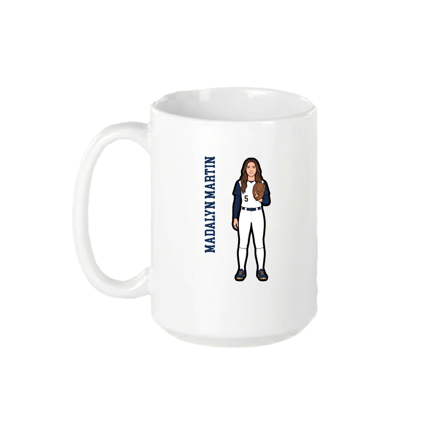 15oz Coffee Mug — Name Vertical in White