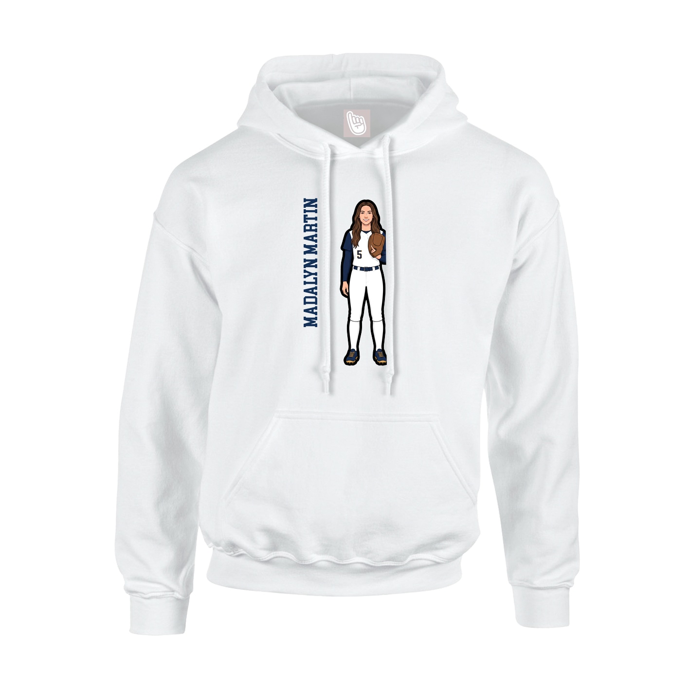 Youth Hoodie — Name Vertical in White