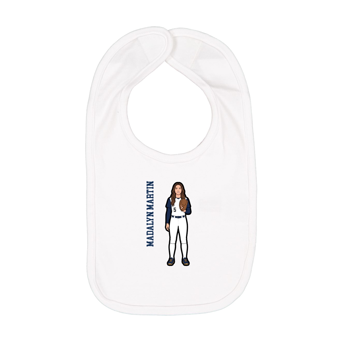 Infant Bib — Name Vertical in White