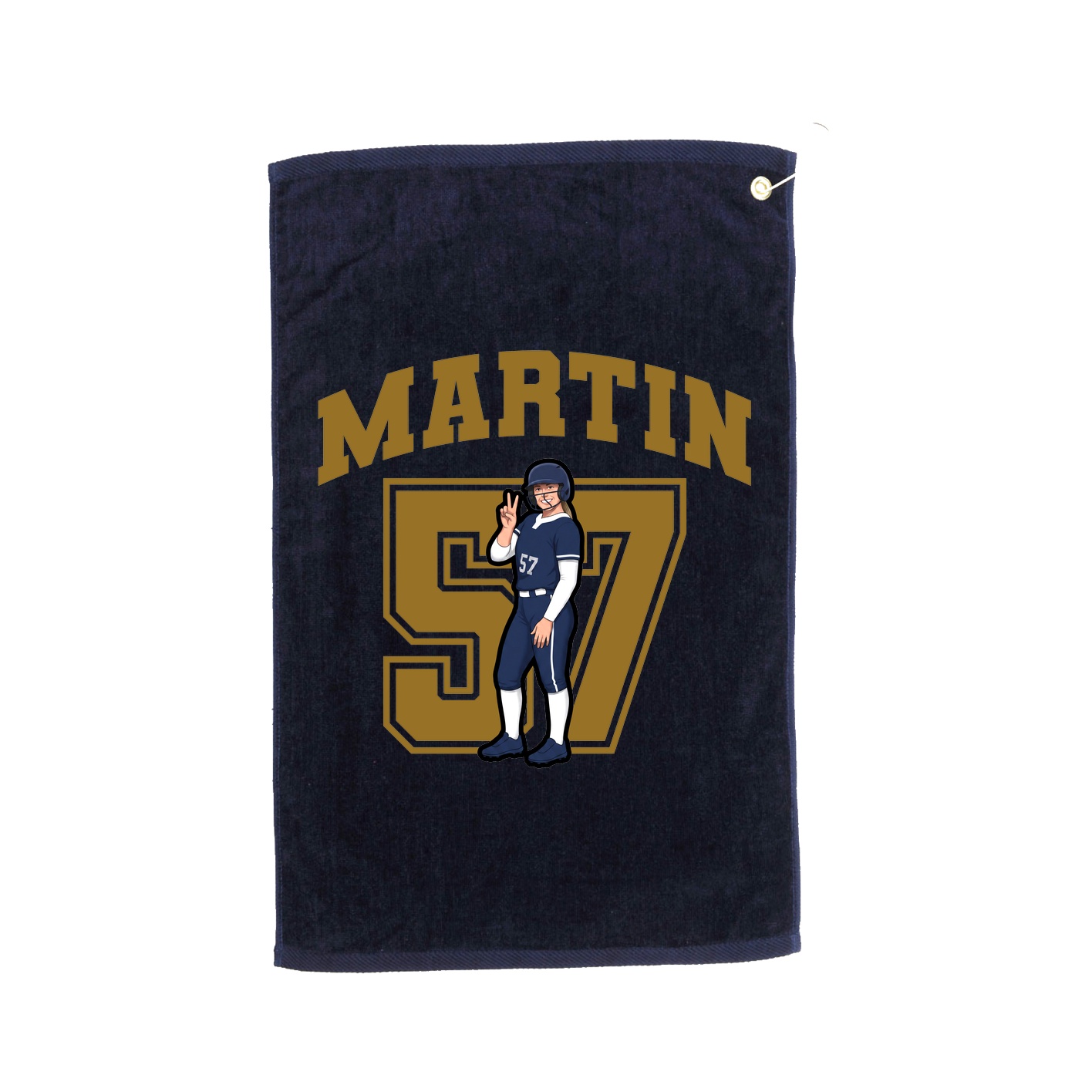 Golf Towel — Number in Navy