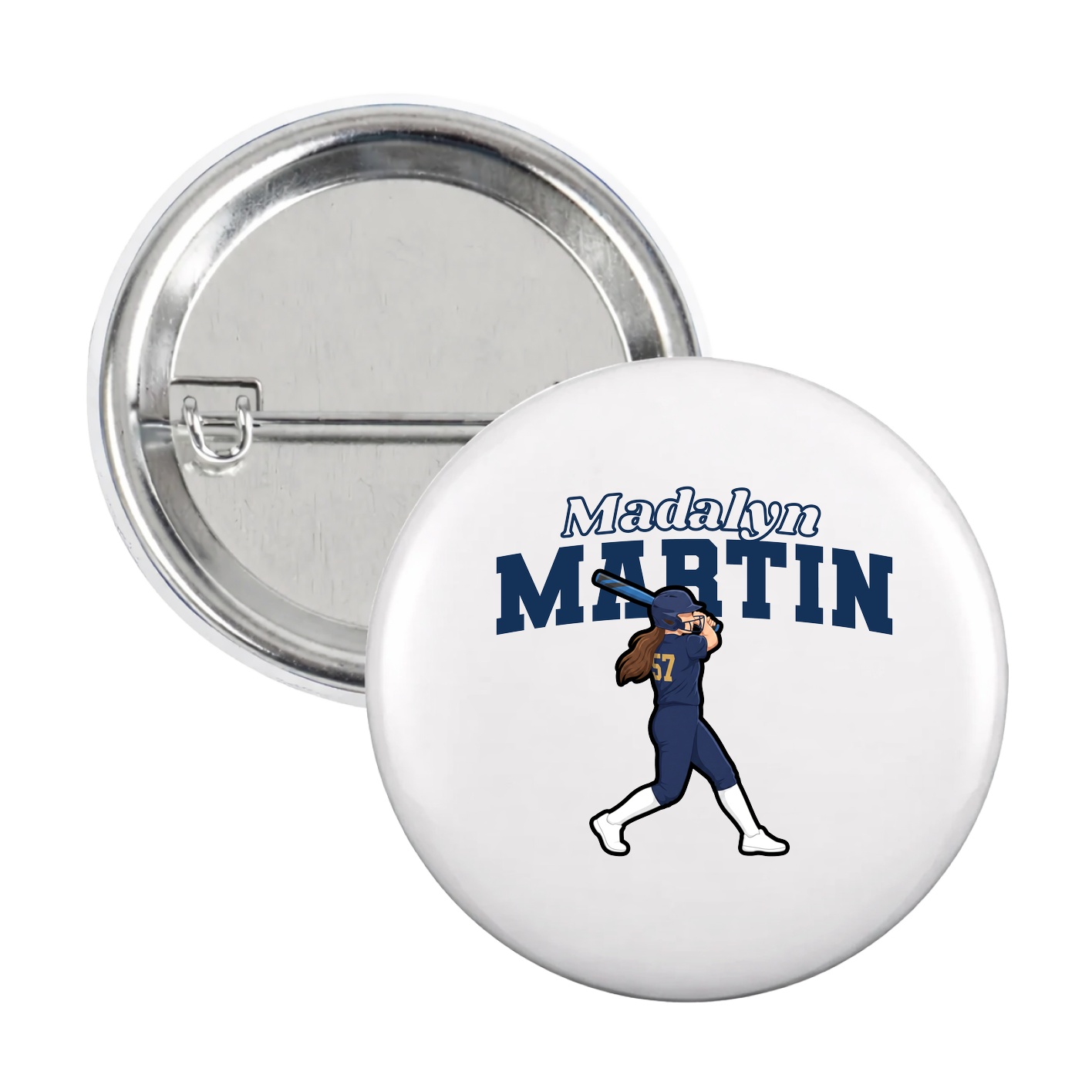 Game Day Button — Name Arch in White
