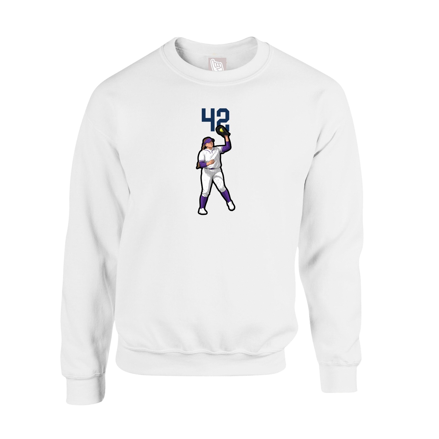 Fleece Crew — Number Top in White