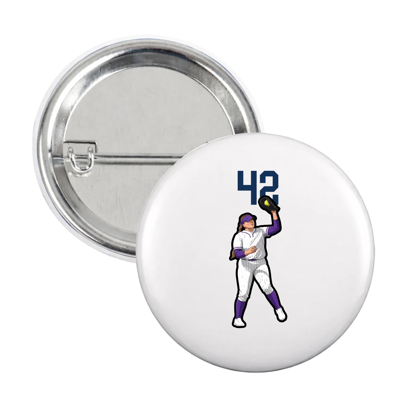 Game Day Button — Number Top in White