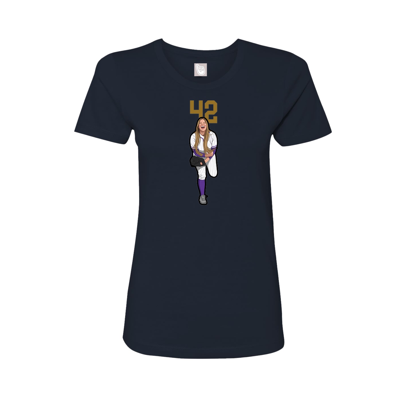 Fitted Women's Tee — Number Top in Navy