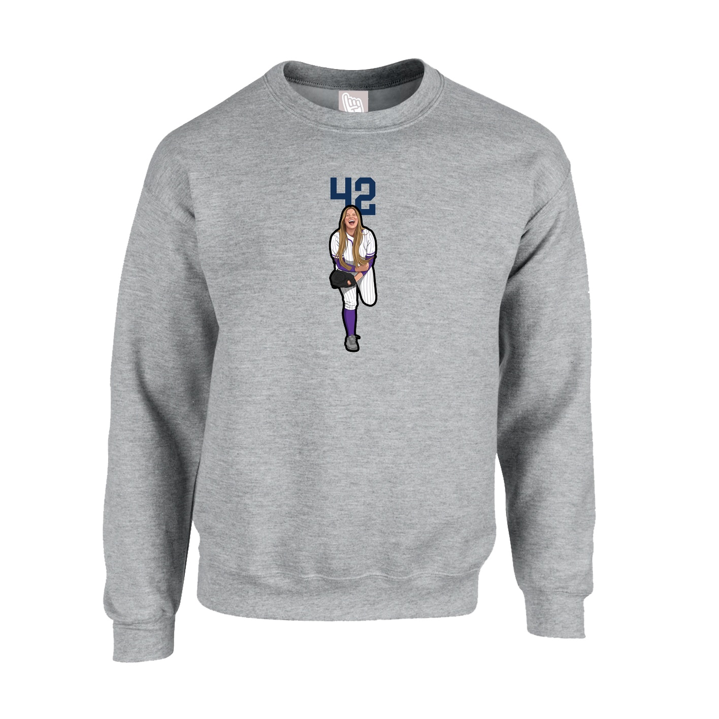 Fleece Crew — Number Top in Grey