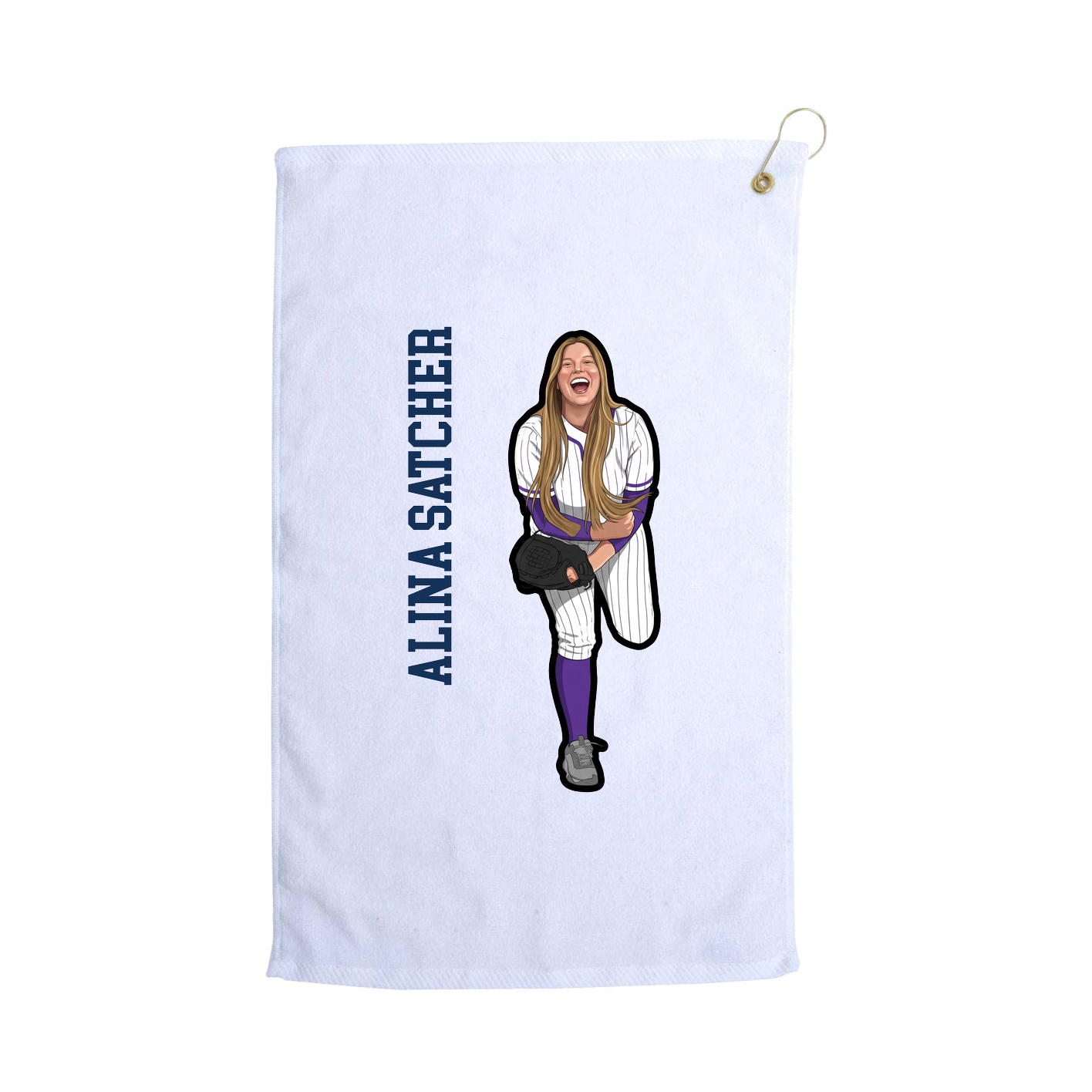 Golf Towel — Name Vertical in White