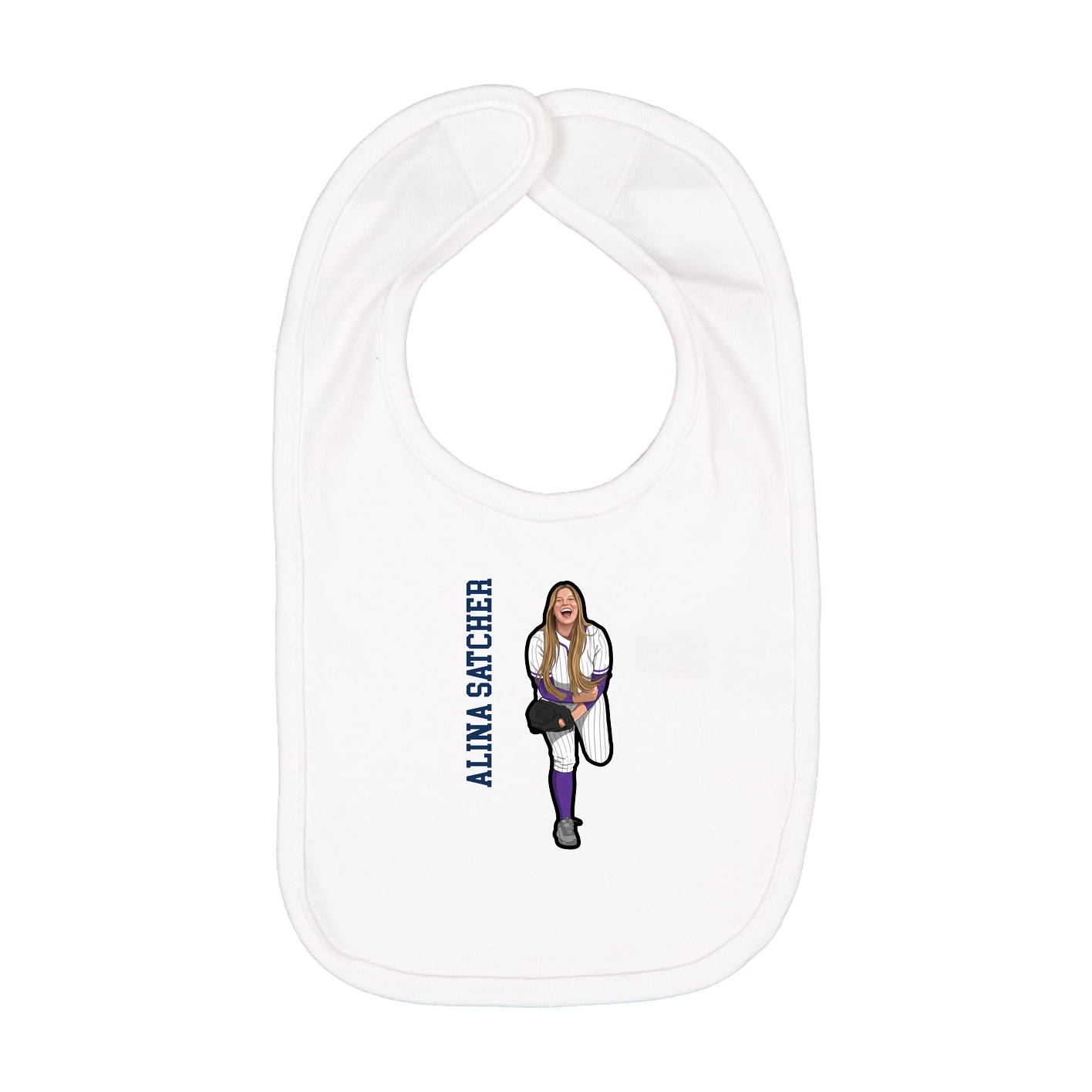 Infant Bib — Name Vertical in White