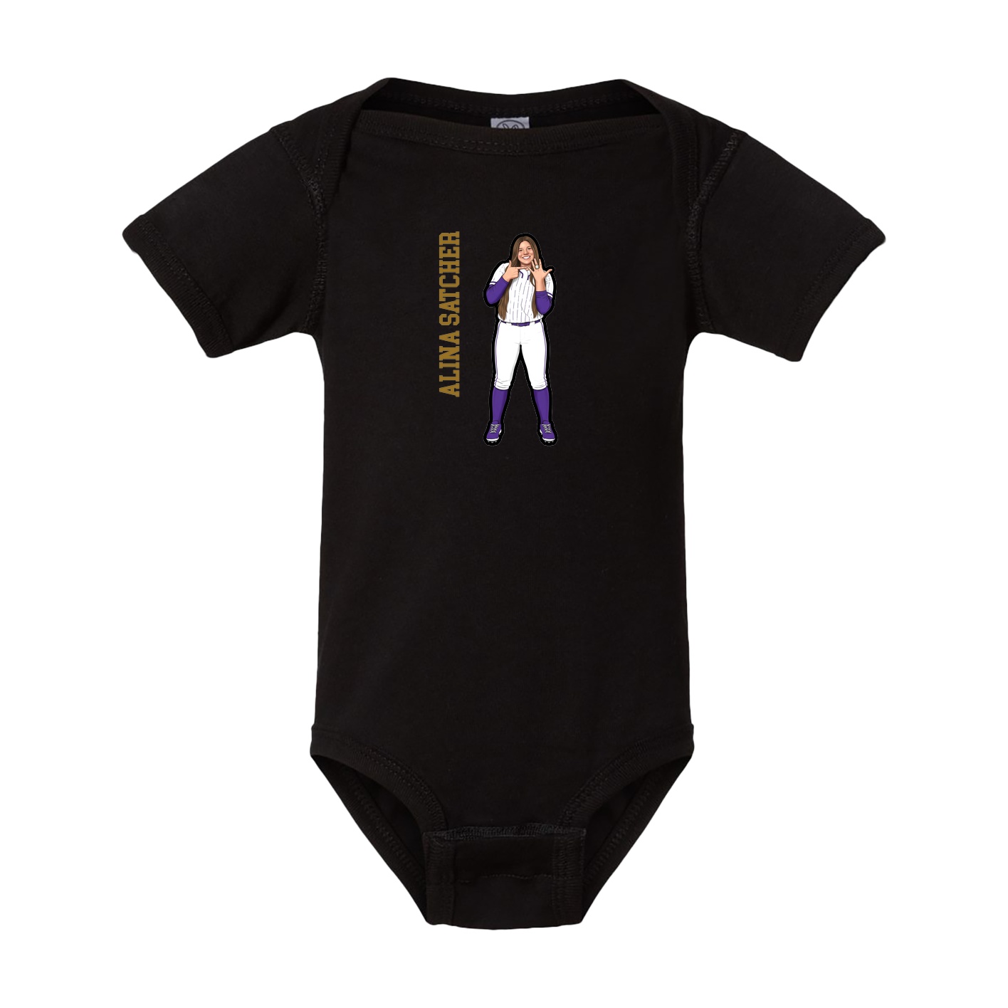 Baby Onesie — Name Vertical in Black