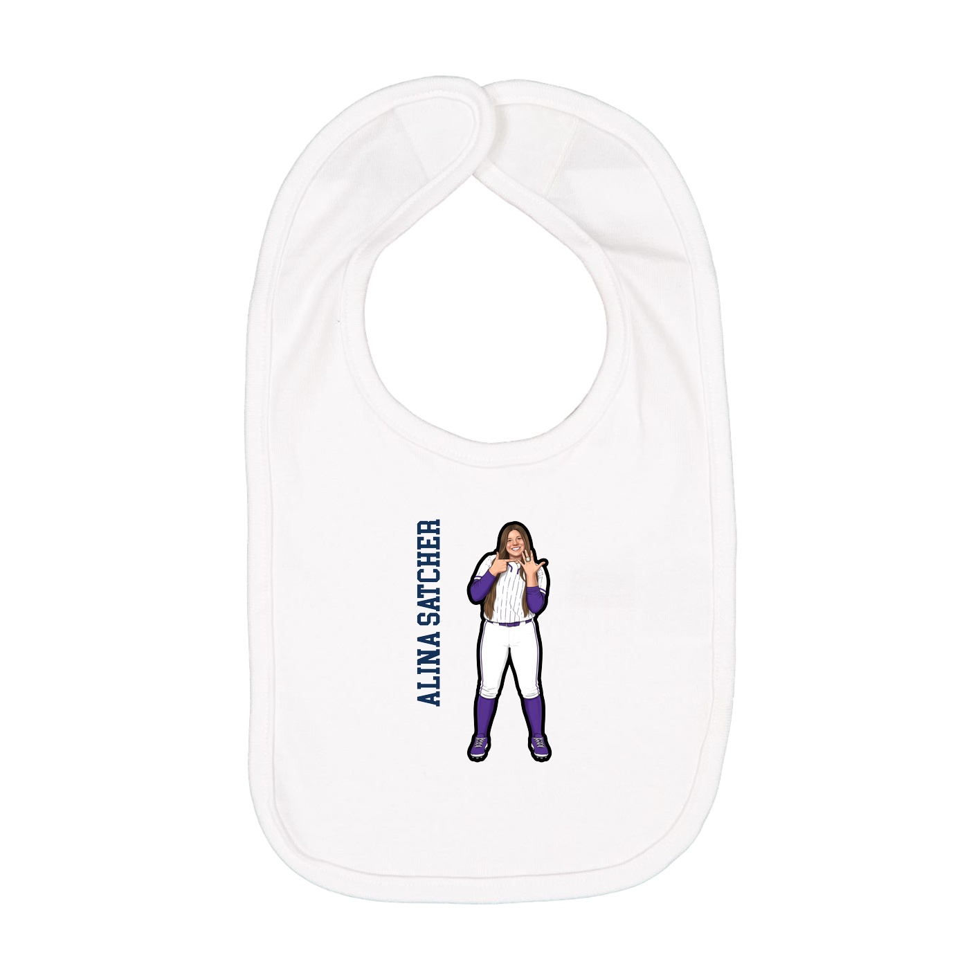 Infant Bib — Name Vertical in White