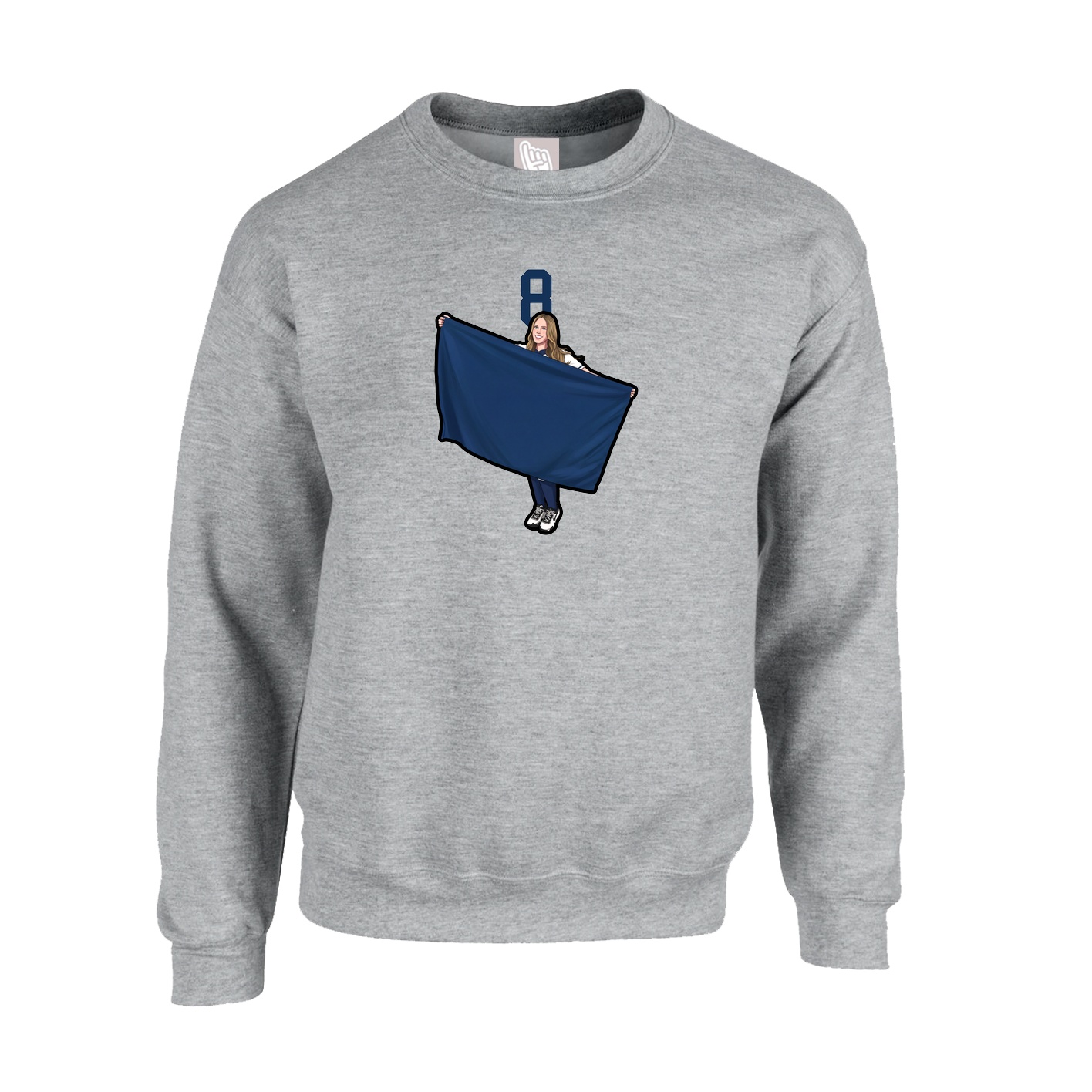 Fleece Crew — Number Top in Grey