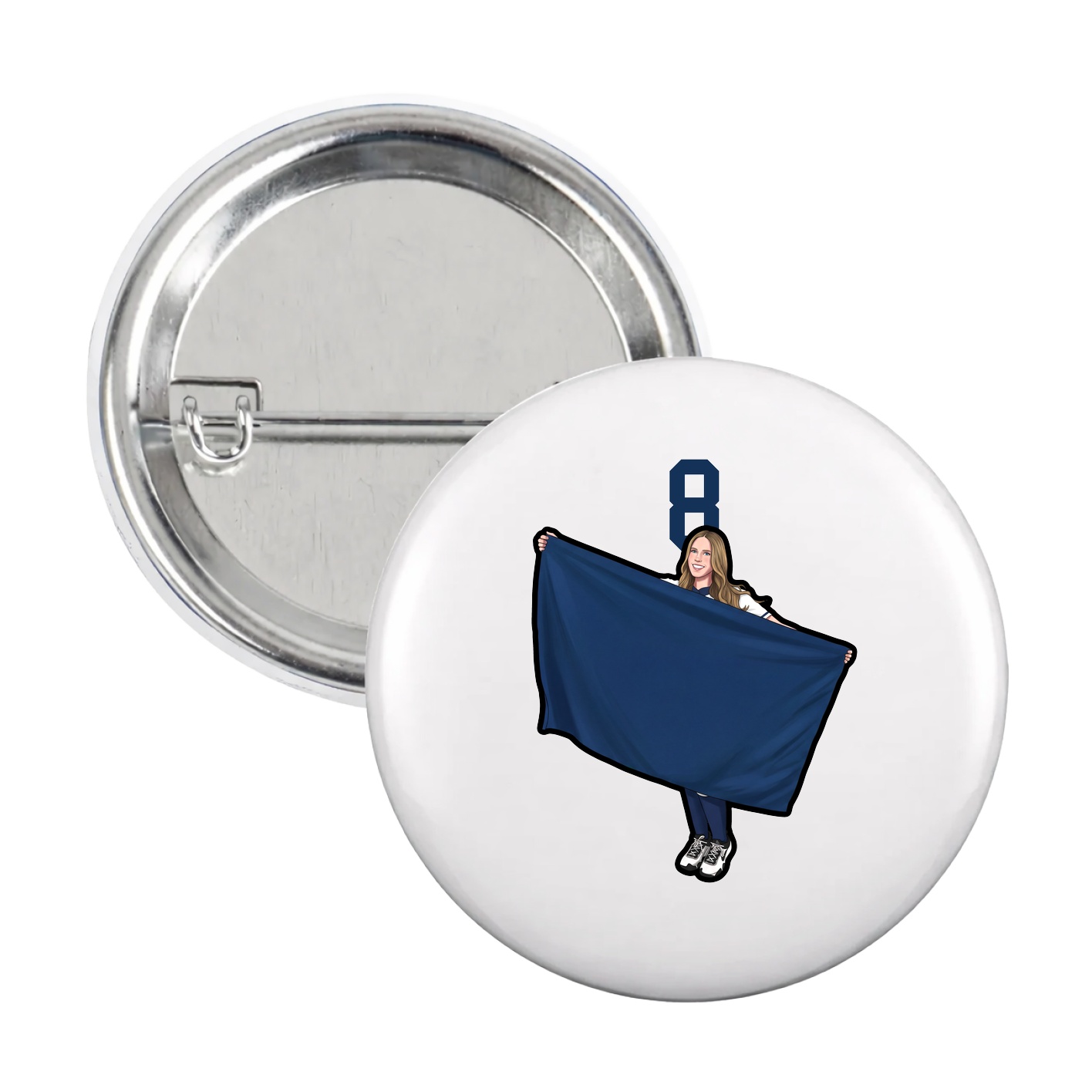 Game Day Button — Number Top in White