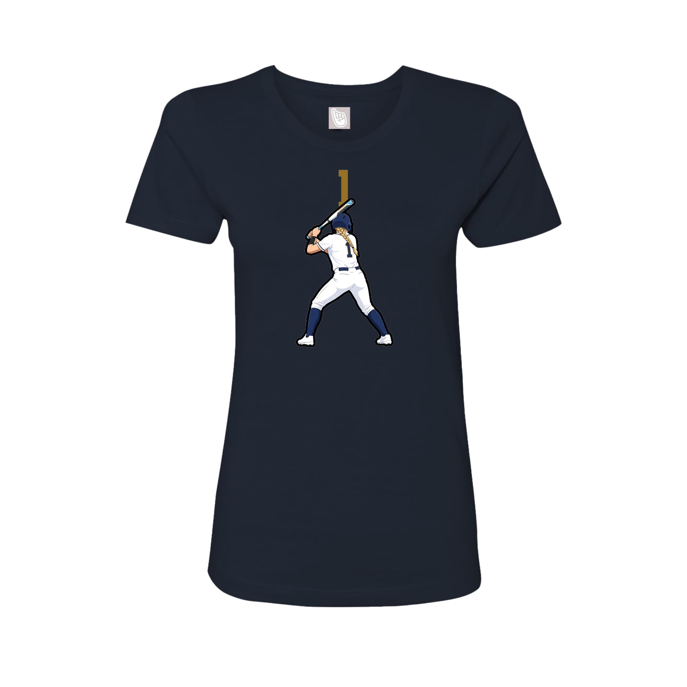 Fitted Women's Tee — Number Top in Navy