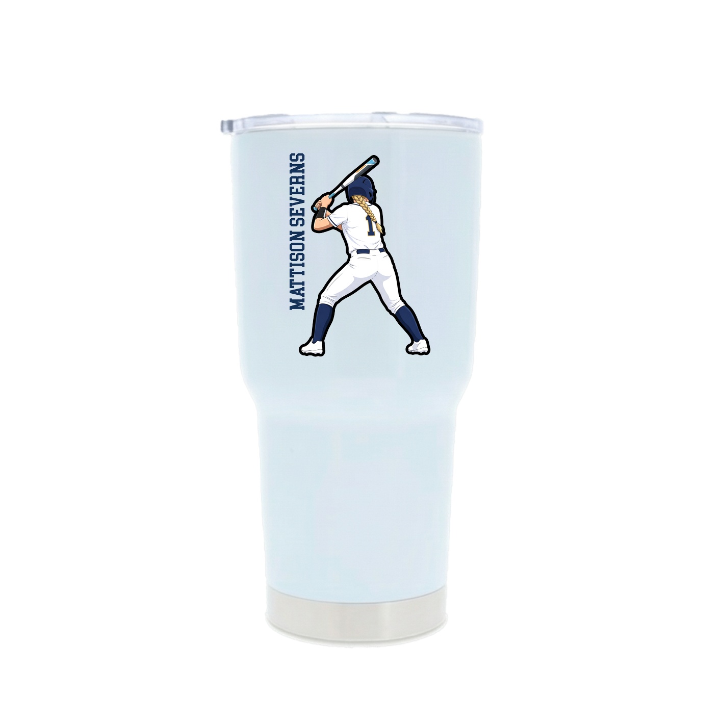 30oz Stainless Steel Tumbler — Name Vertical in White