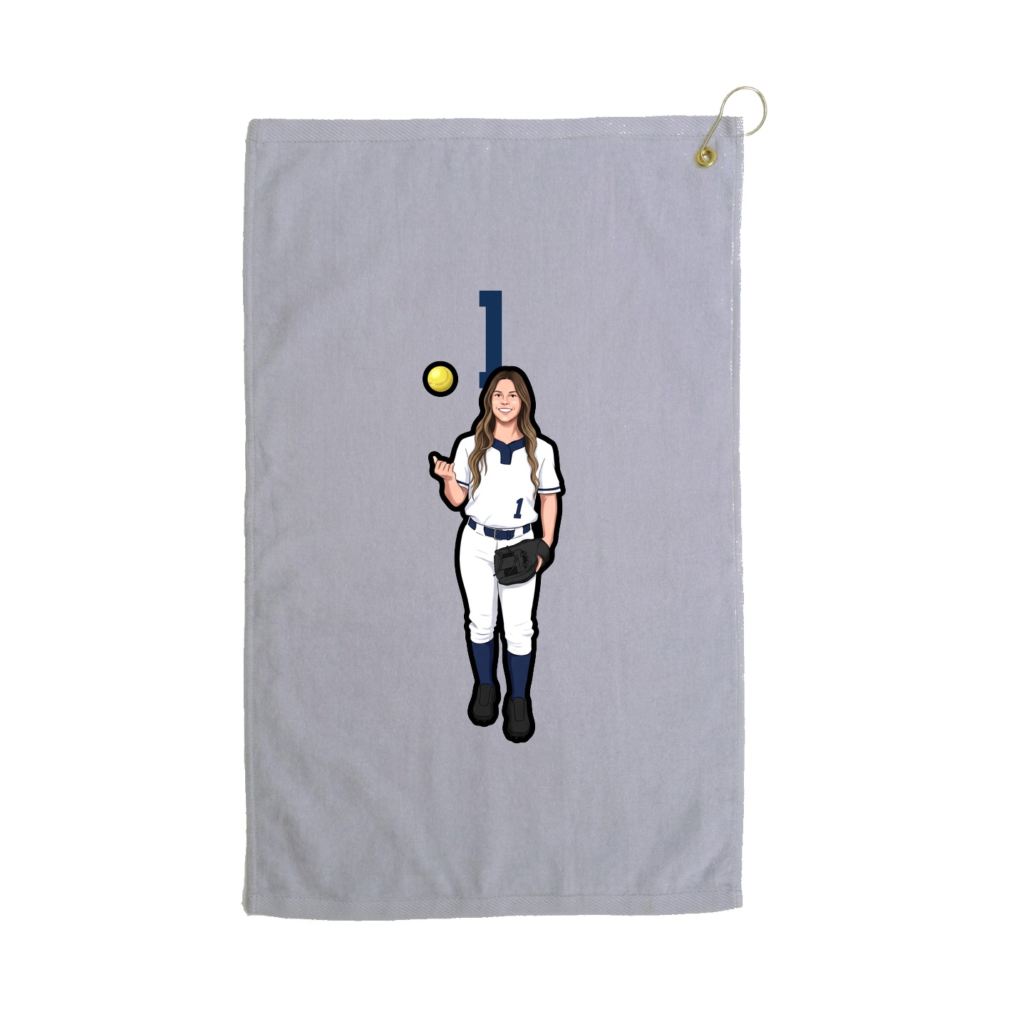 Golf Towel — Number Top in Grey
