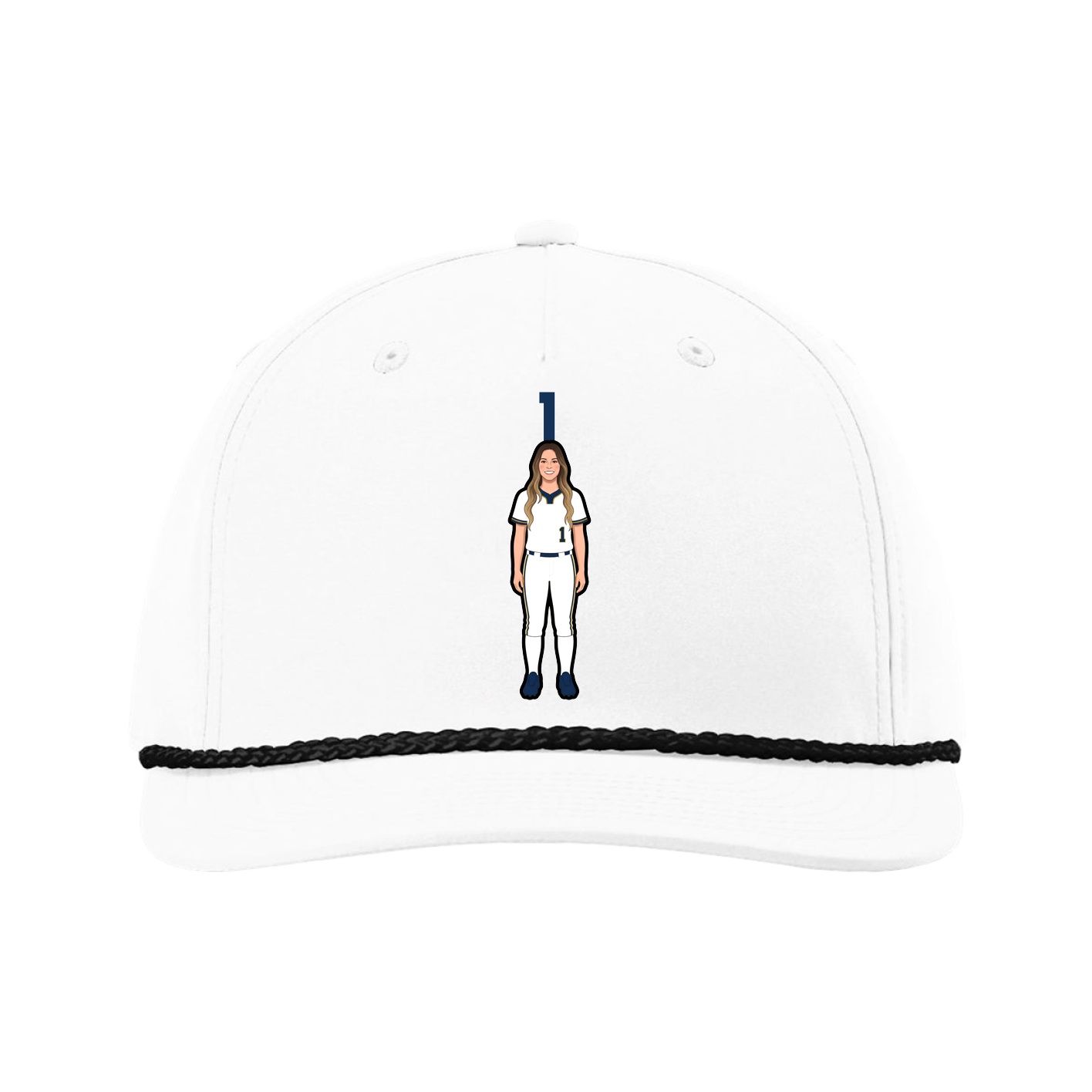 Five-Panel Classic Rope Cap — Number Top in White