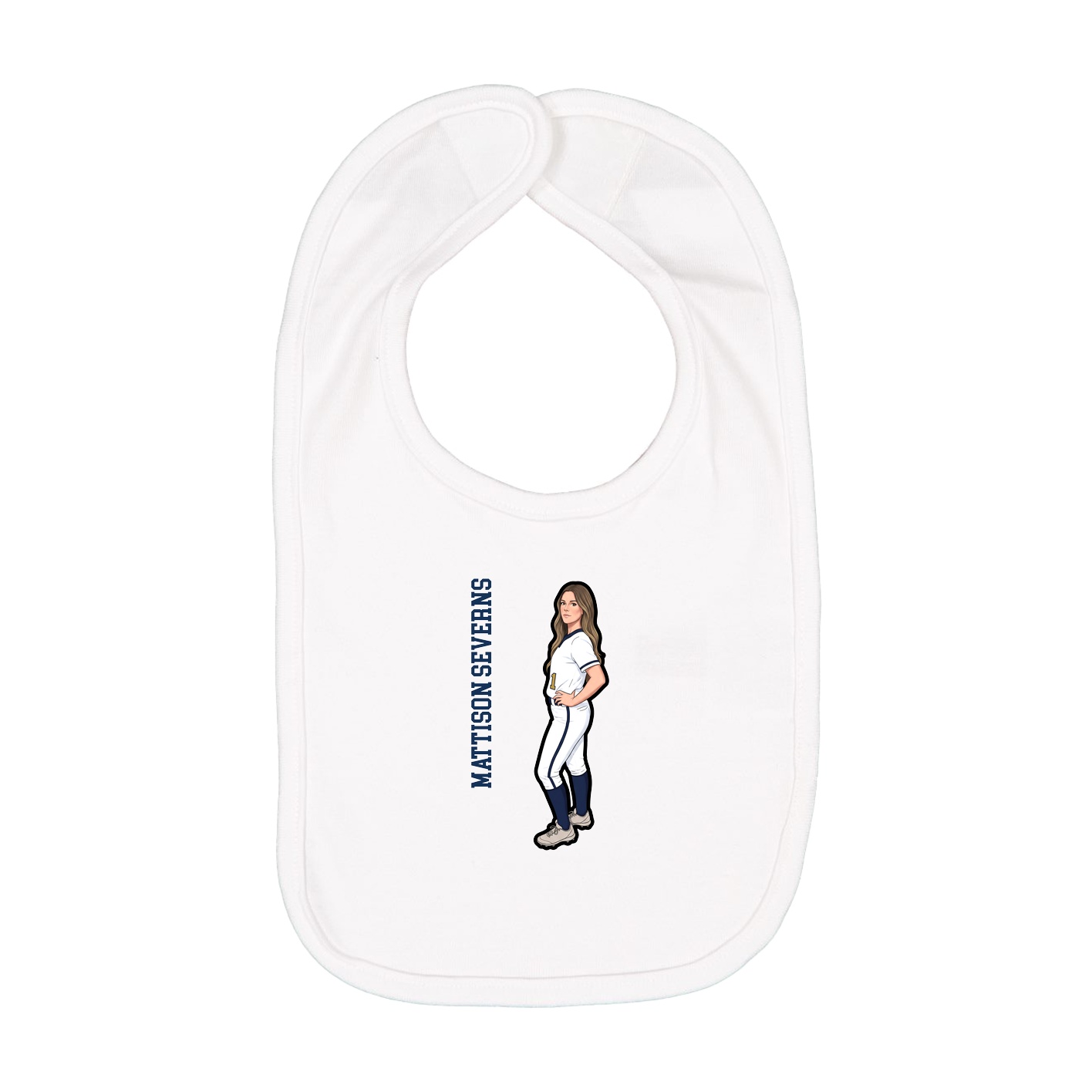 Infant Bib — Name Vertical in White