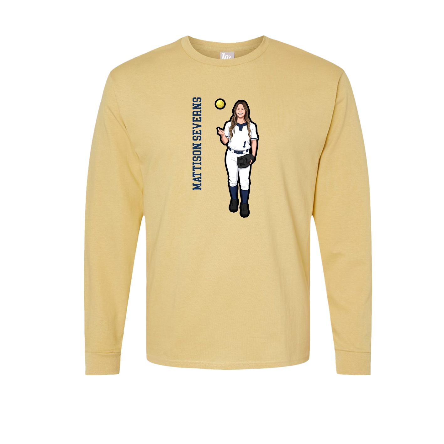 Long Sleeve Tee — Name Vertical in Vegas Gold