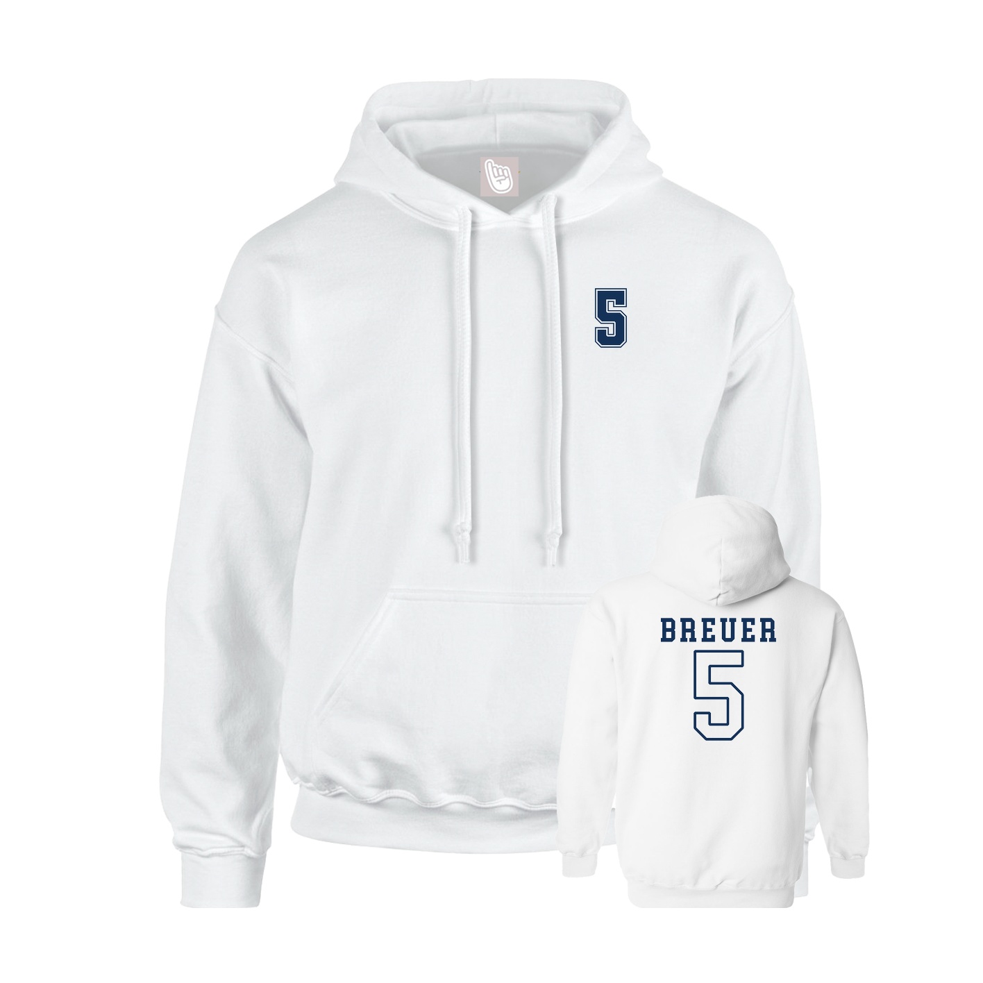 Youth Hoodie — Chest Back in White