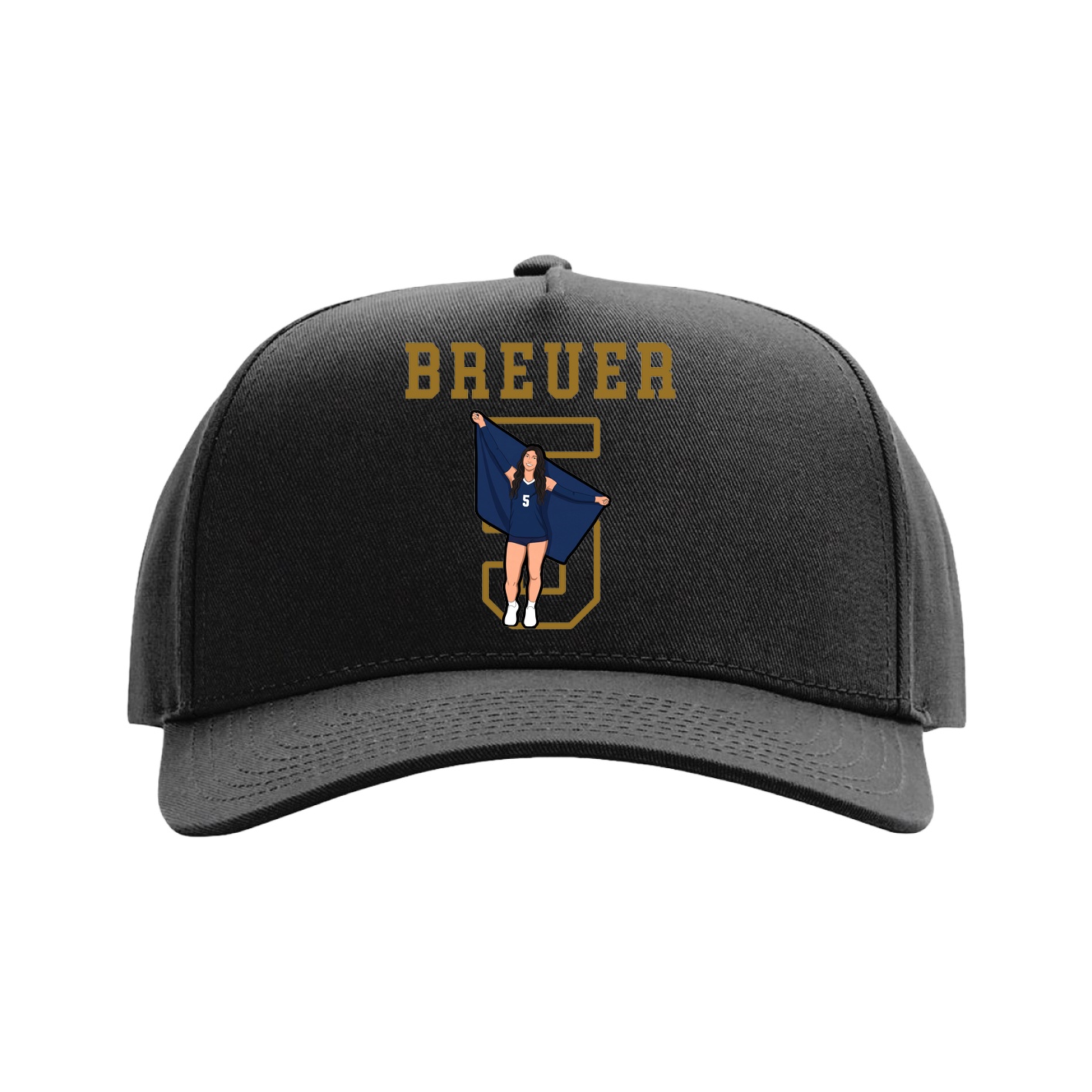 Full Fabric Five-Panel Champ Cap — Shirsey in Black