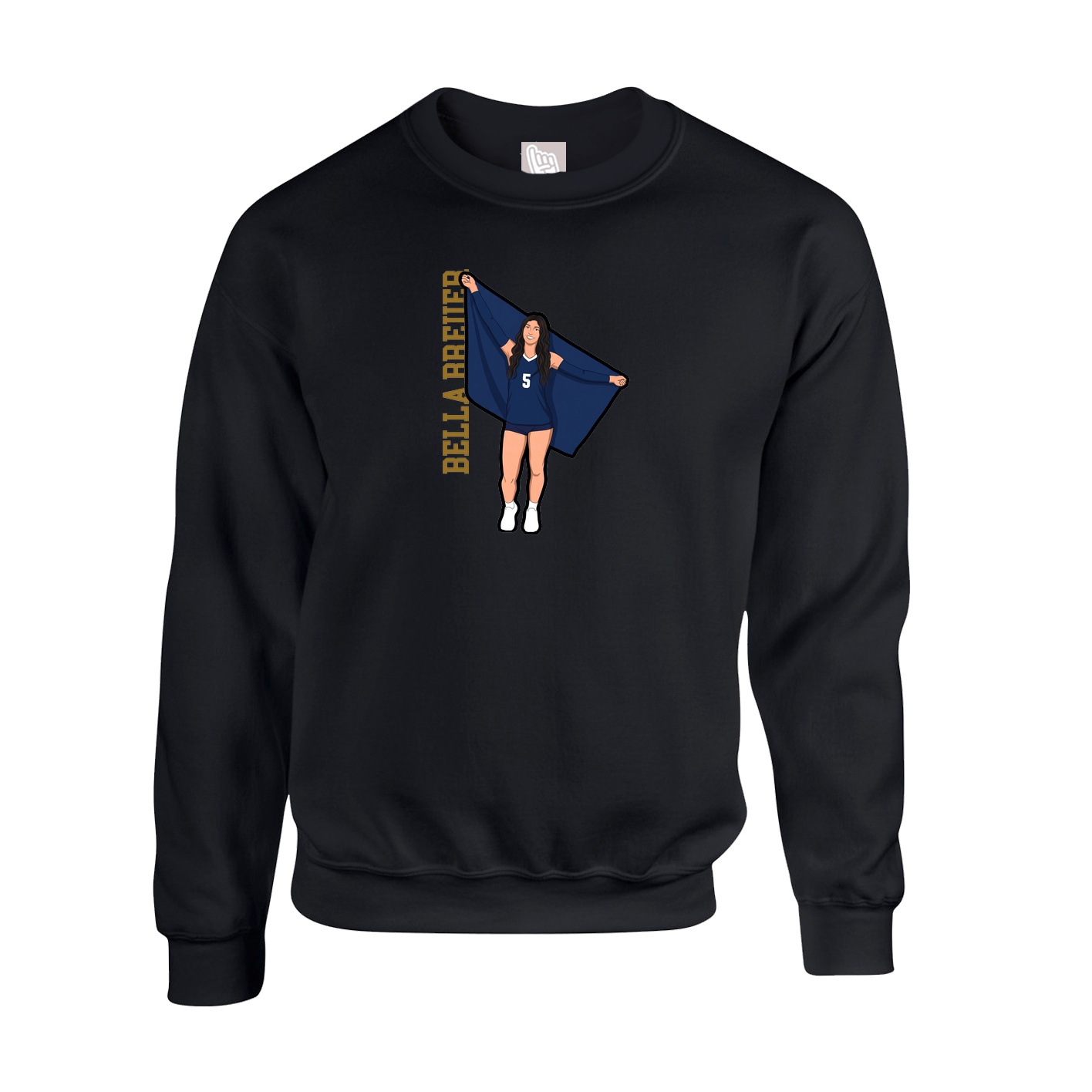 Fleece Crew — Name Vertical in Black