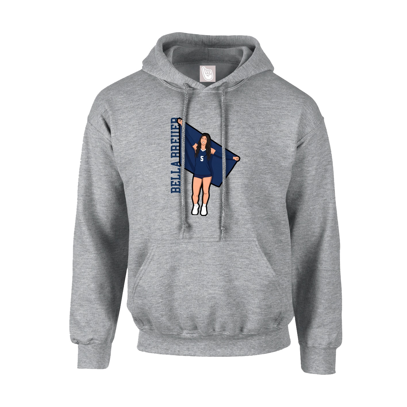 Youth Hoodie — Name Vertical in Grey