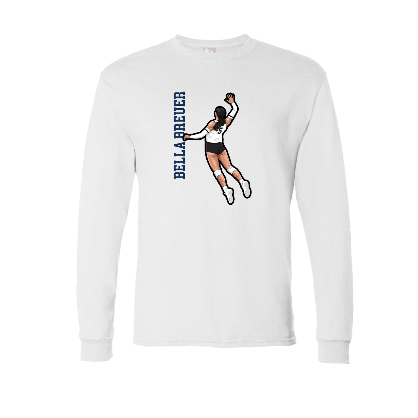 Long Sleeve Tee — Name Vertical in White