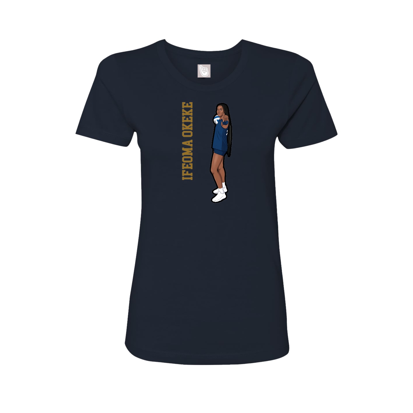 Fitted Women's Tee — Name Vertical in Navy