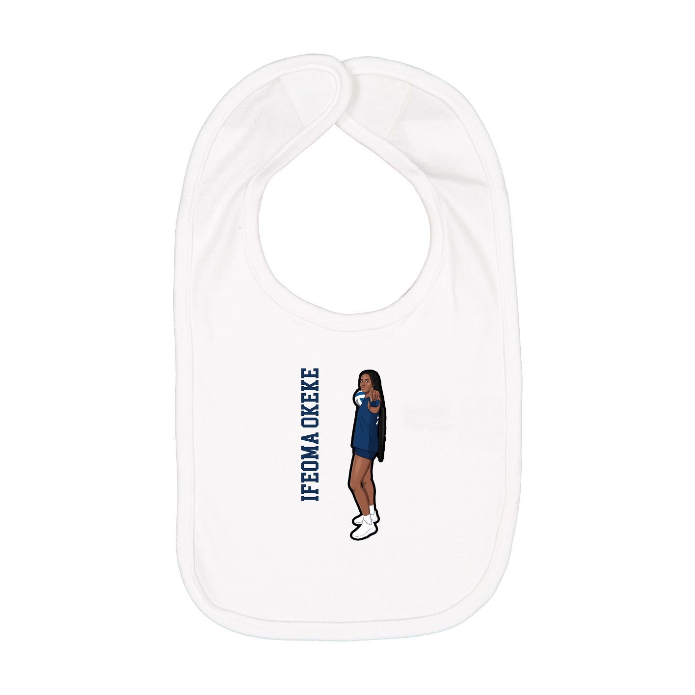 Infant Bib — Name Vertical in White