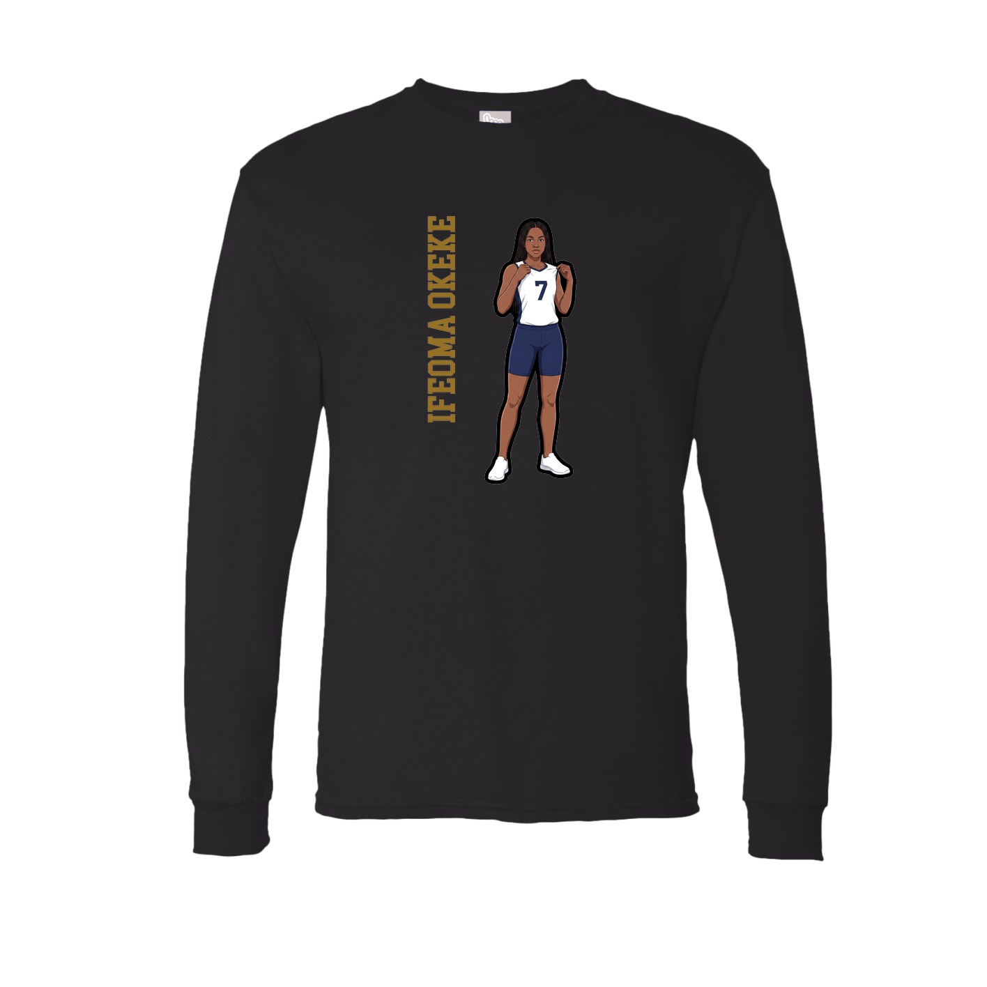 Long Sleeve Tee — Name Vertical in Black