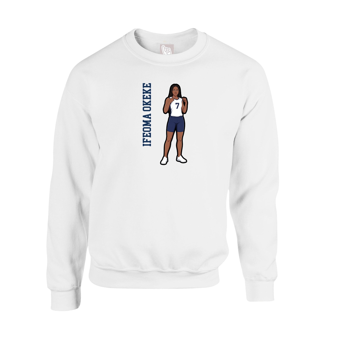 Fleece Crew — Name Vertical in White