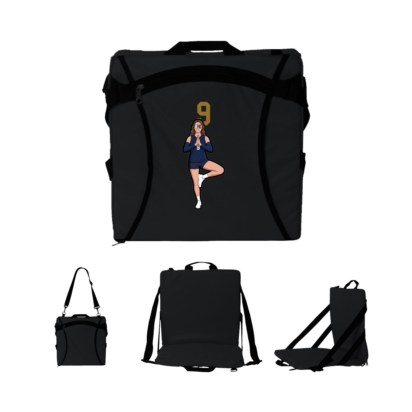 Folding Stadium Seat — Number Top in Black