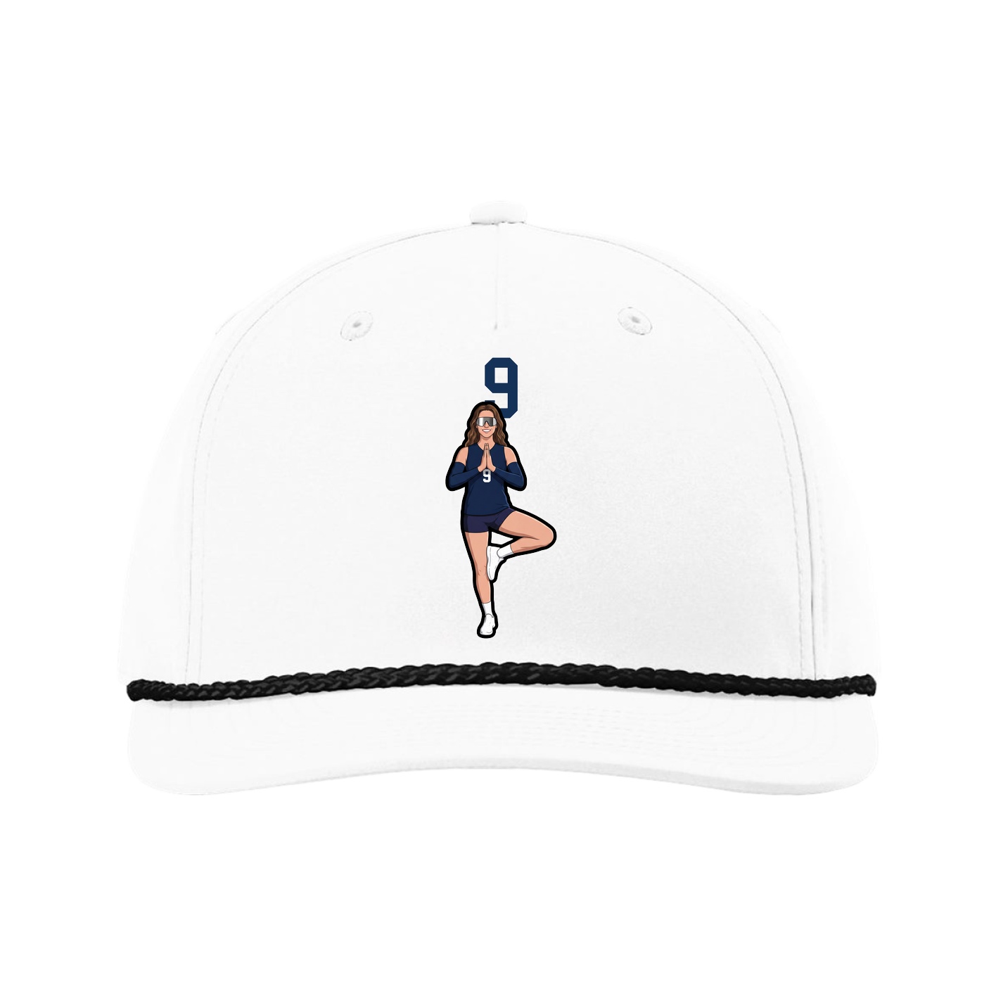 Five-Panel Classic Rope Cap — Number Top in White